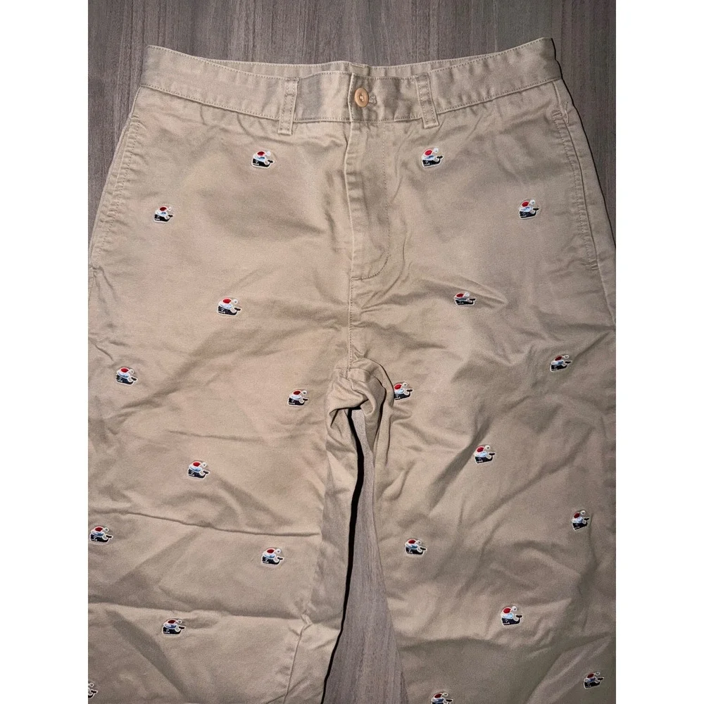Vineyard Vines Boys Khaki Holiday Santa Hat Whale Embroidered Chino Pants 20 CR5